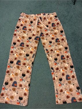 Women's Beige Halloween Fleece Pajama Pants